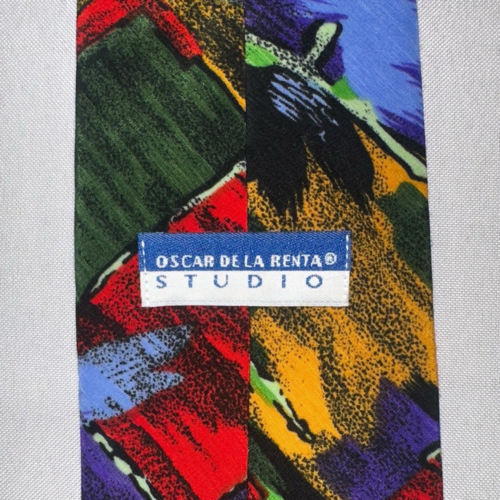 Oscar De La Renta Studio Tie Vintage Colorful Abstract - Picture 4 of 7